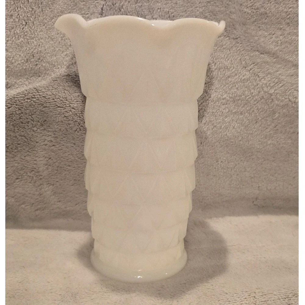 Vintage Hazel Atlas Milk Glass Vase 5.75